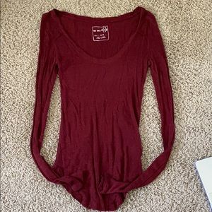 Maroon Free People Long Sleeve